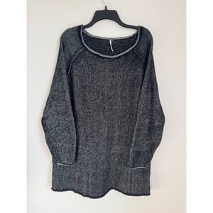 Free People Sweater Womens Lenox Tunic Relaxed Raw Hem Rib Knit